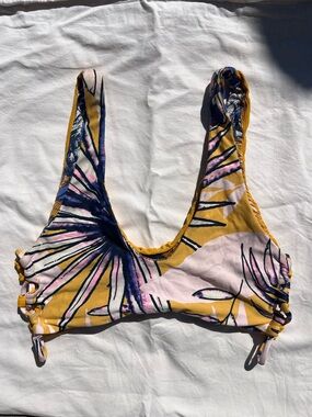 Maaji Mustard Yellow pink blue reversible Floral Bikini Top